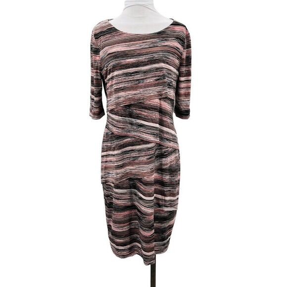 Brandy Asymmetrical Bodycon Striped/Painted Dress Size 10 - Picture 2 of 14